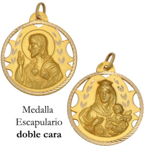 Medalla oro 18kl escapulario - 30mm