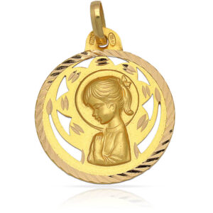 Medalla oro 18kl v. niña  22 mm