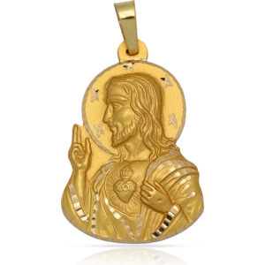 Medalla oro 18kl sagrado corazon 26x40mm