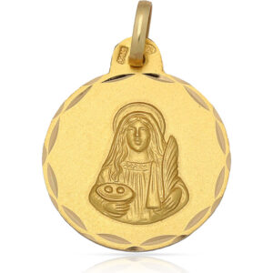 Medalla oro 18kl santa lucia - 21mm