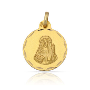 Medalla oro 18kl santa lucia - 15mm