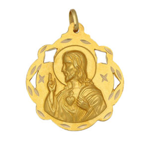 Medalla oro 18kl sagrado corazon - 25x28mm