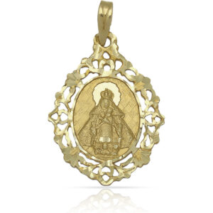 Medalla oro 18kl v. de la piedra- 22x30mm