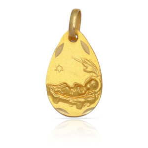 Medalla oro 18 kl niño en paja - 11x18mm
