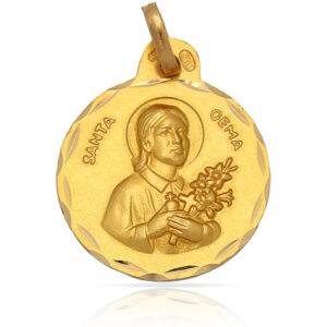 Medalla oro 18kl santa gema - 19mm