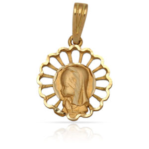 Medalla oro 18kl virgen niña - 15mm