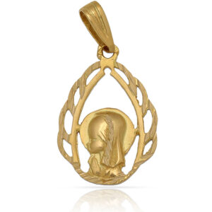 Medalla oro 18kl virgen niña - 17x25mm