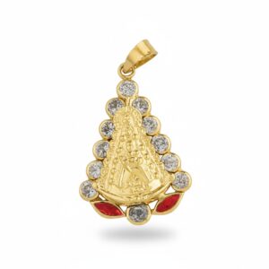 Medalla oro 18kl v. del rocio circonitas - 18x25mm