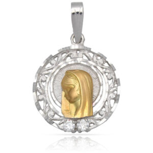 Medalla oro 18kl virgen niña - 19mm