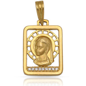 Medalla oro 18kl virgen niña - 14x20mm