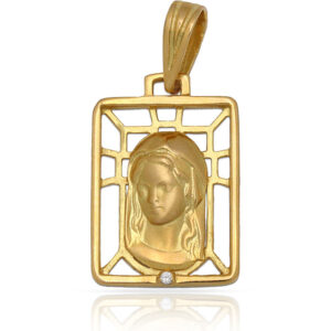 Medalla oro 18kl virgen niña - 13x19mm
