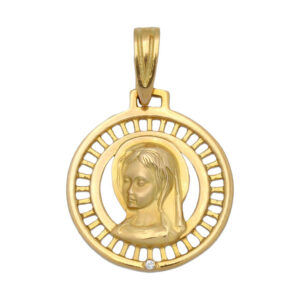 Medalla oro 18kl virgen niña de 17mm