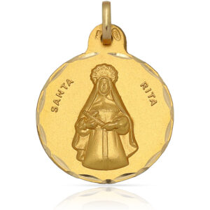Medalla oro 18 kl santa rita - 21mm