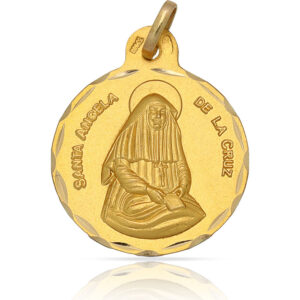 Medalla oro 18kl santa angela de la cruz - 21mm