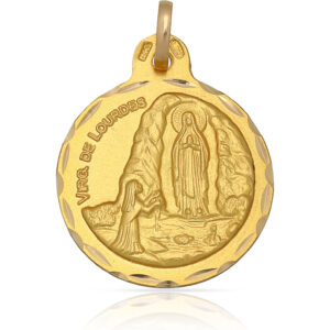 Medalla oro 18kl v. de lourdes - 21mm