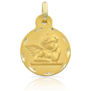 Medalla oro 18kl angel de la guarda - 15mm