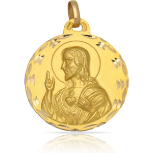 Medalla oro 18kl sagrado corazon - 21mm