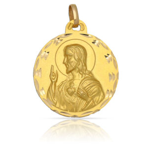 Medalla oro 18kl sagrado corazon - 19mm