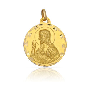 Medalla oro 18kl sagrado corazon - 17mm