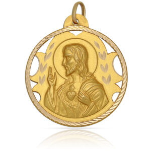 Medalla oro 18kl sagrado corazon - 22mm