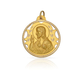 Medalla oro 18kl sagrado corazon - 18mm