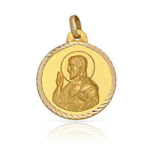 Medalla oro 18kl sagrado corazon - 20mm