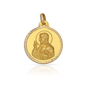 Medalla oro 18kl sagrado corazon - 18mm