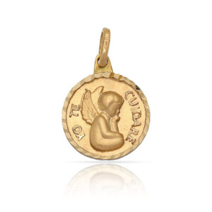 "medalla oro 18kl ""yo te cuidare"" - 13mm"