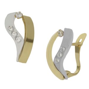 Pendientes oro 18kl  bicolor circonitas