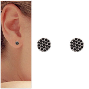 Pendientes oro blanco 18kl circulo negra