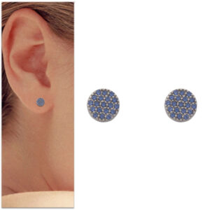 Pendientes oro blanco 18kl circulo azul