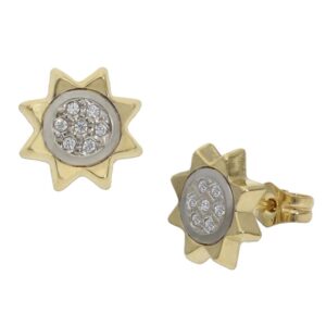 Pendientes oro 18kl sol circonitas - 9mm