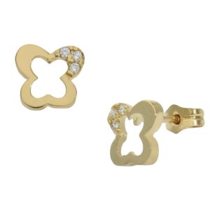 Pendientes oro 18kl mariposa circonitas - 8x7mm