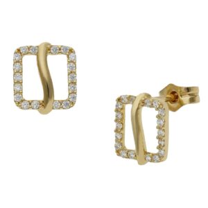 Pendientes oro 18kl cuadrados circonitas