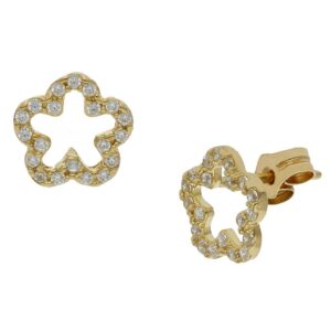 Pendientes oro 18kl flor circonitas