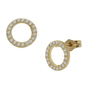 Pendientes oro 18kl redondos circonitas