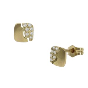 Pendientes oro 18kl cuadrados circonitas