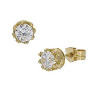 Pendientes oro 18kl corona circonita - 5.50mm