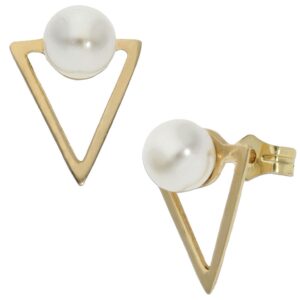 Pendientes oro 18kl triangular perlas