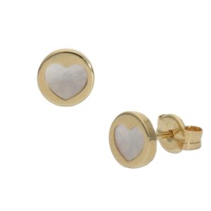 Pendientes oro 18kl corazon nacar - 6mm