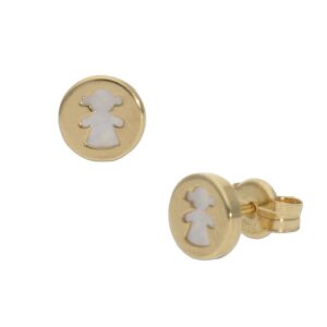 Pendientes oro 18kl niña nacar - 6mm