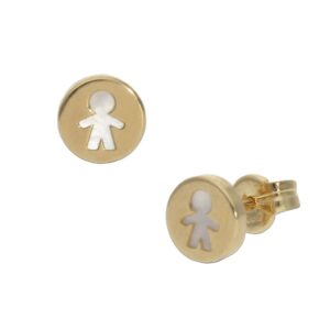Pendientes oro 18kl niño nacar - 6mm
