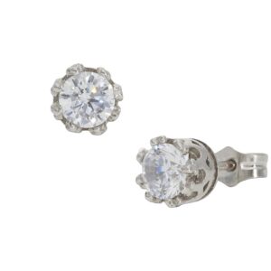 Pendientes oro blanco 18kl corona - 5.50mm