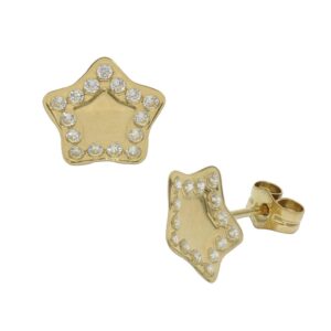 Pendientes oro 18kl estrellas circonitas - 8mm