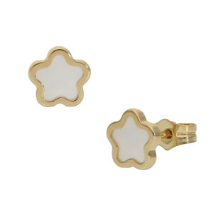 Pendientes oro 18kl flor nacar - 6.50mm