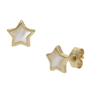 Pendientes oro 18kl nacar estrella - 7mm