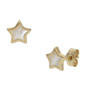 Pendientes oro 18kl nacar estrella - 6mm