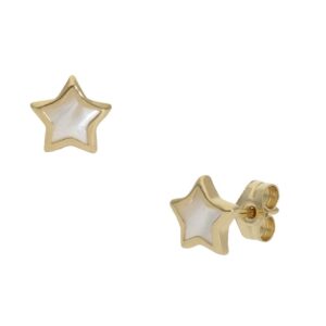 Pendientes oro 18kl nacar estrella - 5mm