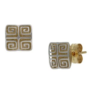 Pendientes oro 18kl bicolor - 7x7mm