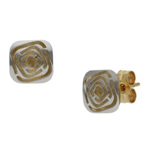 Pendientes oro 18kl bicolor - 7x7mm